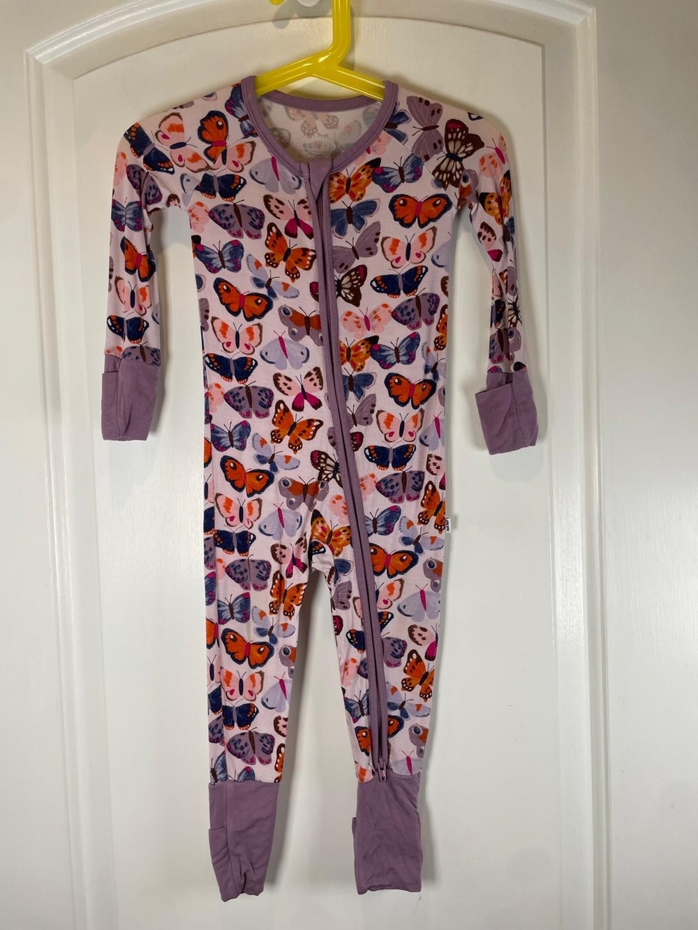 Little Sleepies Purple Butterfly Print Footed One-Piece Size 6-12 Months
